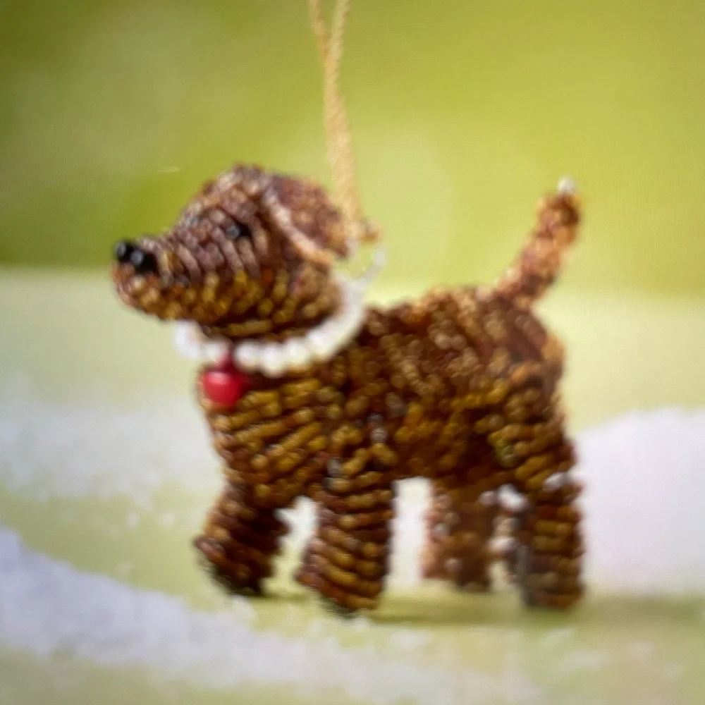❤️ ANTHROPOLOGIE DACHSHUND BEADED DOG ORNAMENT NEW